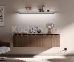 Buffet mural nervuré en bois naturel – Esthétique rétro & élégance contemporaine